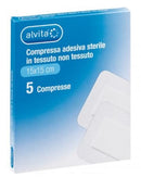 Alvita garza compressa adesiva sterile in tessuto non tessuto estensibile bianco 15x15cm 5 pezzi