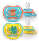 Philips avent succhietti ultra air +18m azzurro con scimmia giallo con rana 2 pezzi
