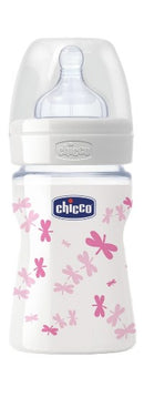 Chicco biberon well being in vetro decorato girl da 150 ml normal silicone