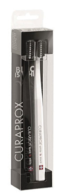 Spazzolino curaprox white is black white/black 2 pezzi
