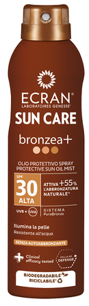 Ecran olio spray aerosol bronzea+ spf30 alta 250 ml