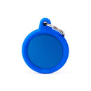 Blue circle medaglietta per collare in alluminio con gomma blue